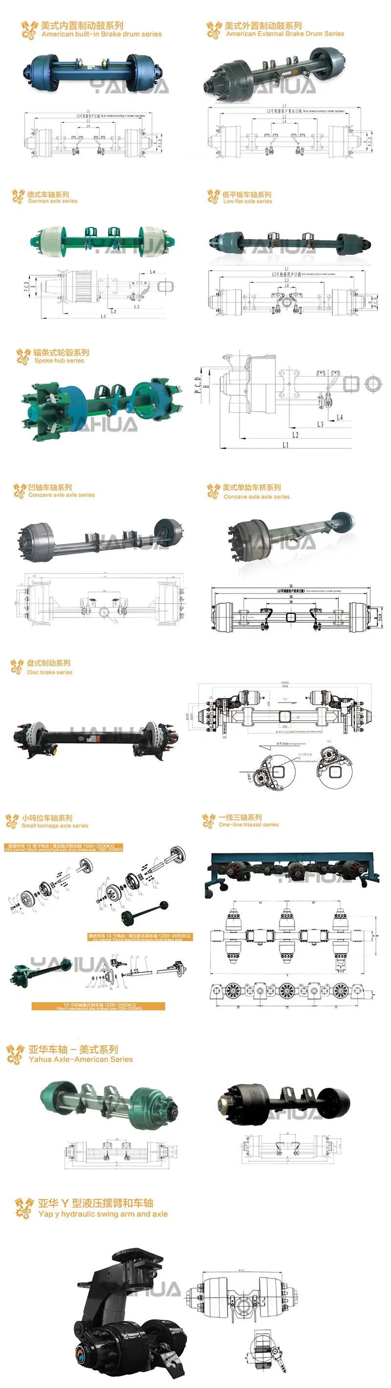 12t Trailer Fuwa Axle American Type Inboard or Outboard Axle BPW Axle German Type Axle Advanced Semi-Trailer Axle